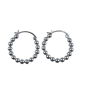 NF Beaded Hoop 1" Sterling Silver Pierced Earrings